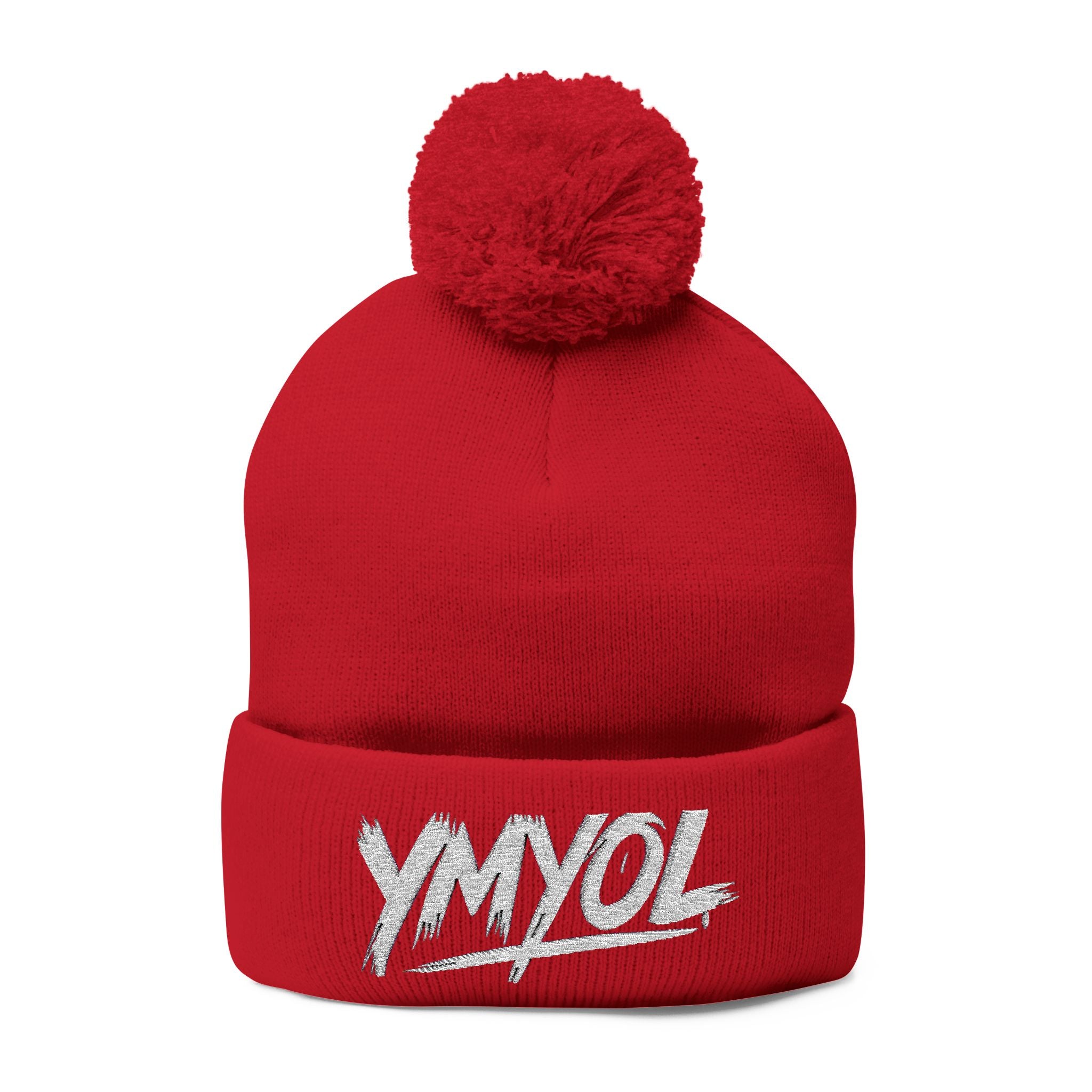 YMYOL Embroidered Knit Pom-Pom Beanie