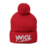 YMYOL Embroidered Knit Pom-Pom Beanie