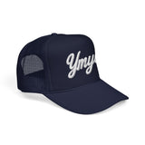 Ymyol Script Trucker Hat — Embroidered Retro Foam Cap