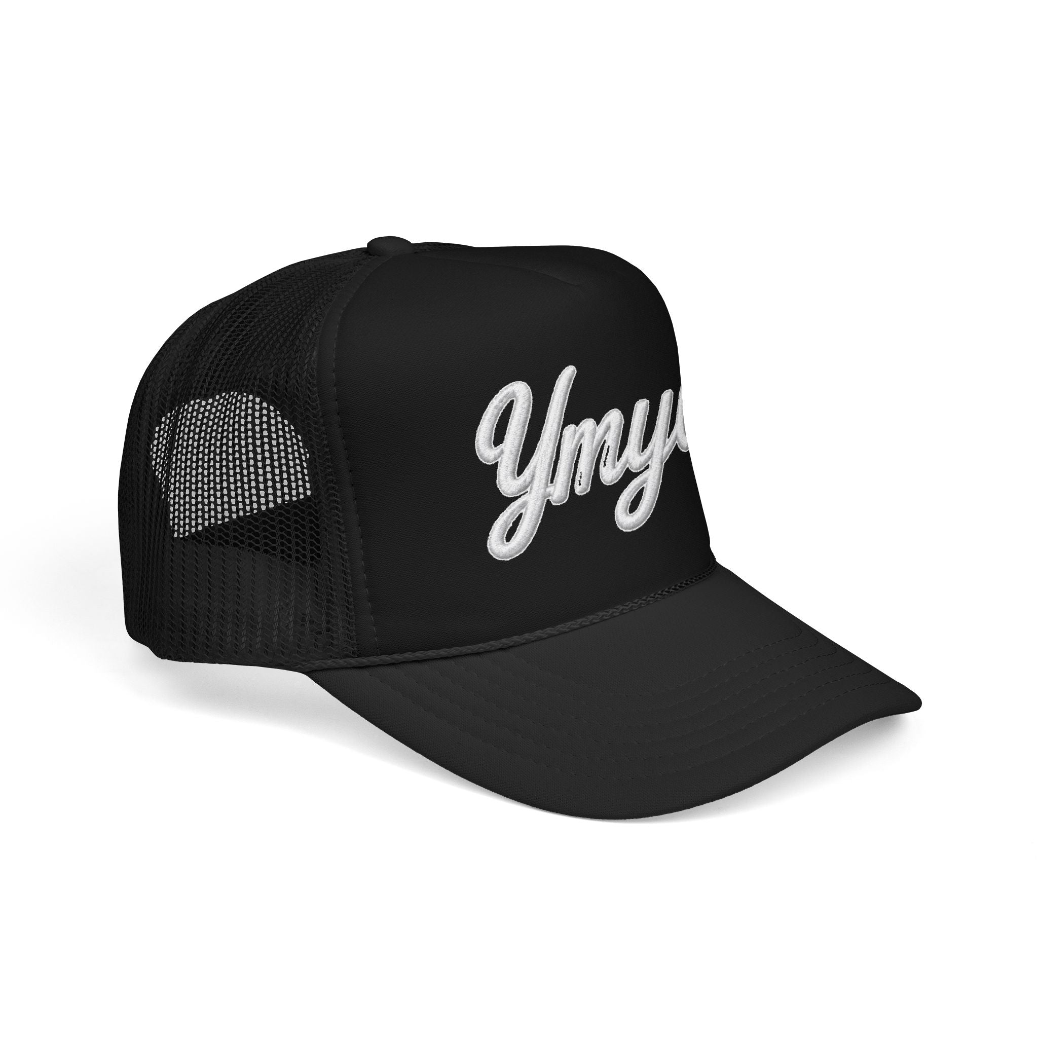 Ymyol Script Trucker Hat — Embroidered Retro Foam Cap