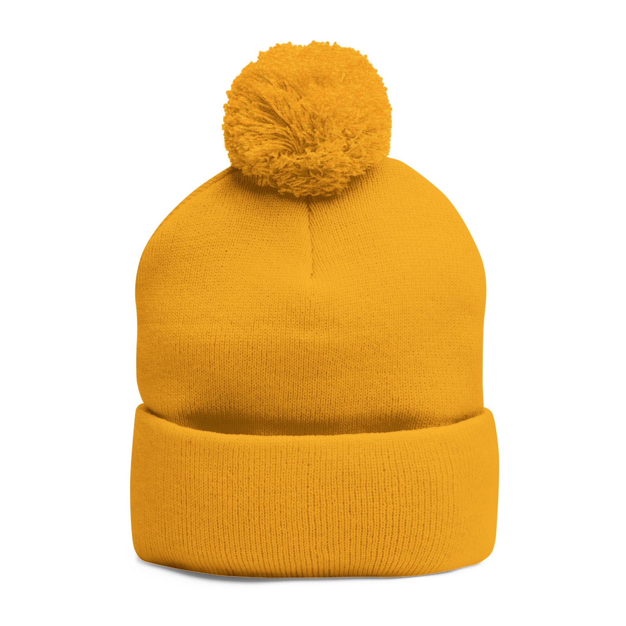 YMYOL Embroidered Knit Pom-Pom Beanie