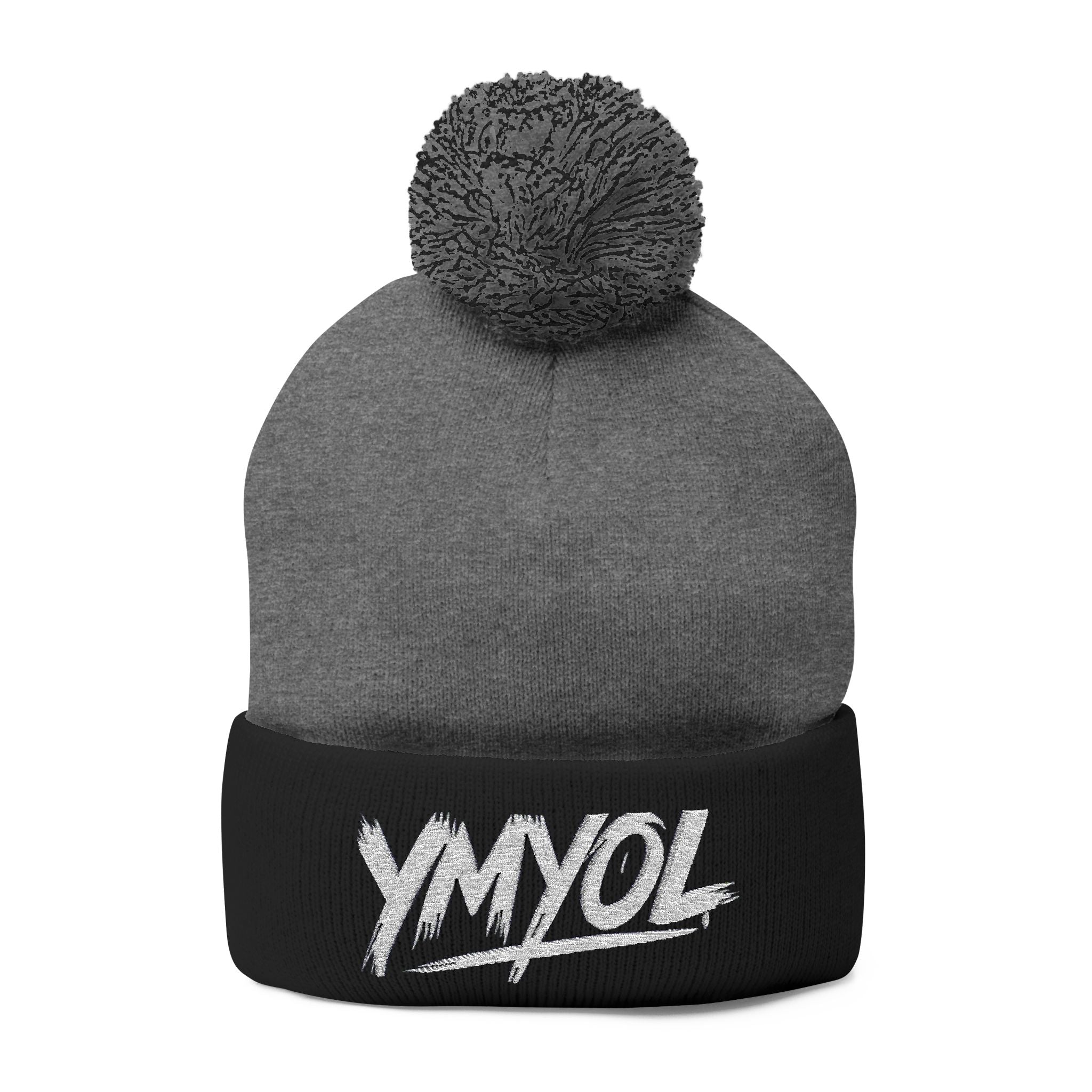 YMYOL Embroidered Knit Pom-Pom Beanie