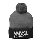 YMYOL Embroidered Knit Pom-Pom Beanie