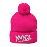 YMYOL Embroidered Knit Pom-Pom Beanie