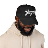Ymyol Script Trucker Hat — Embroidered Retro Foam Cap