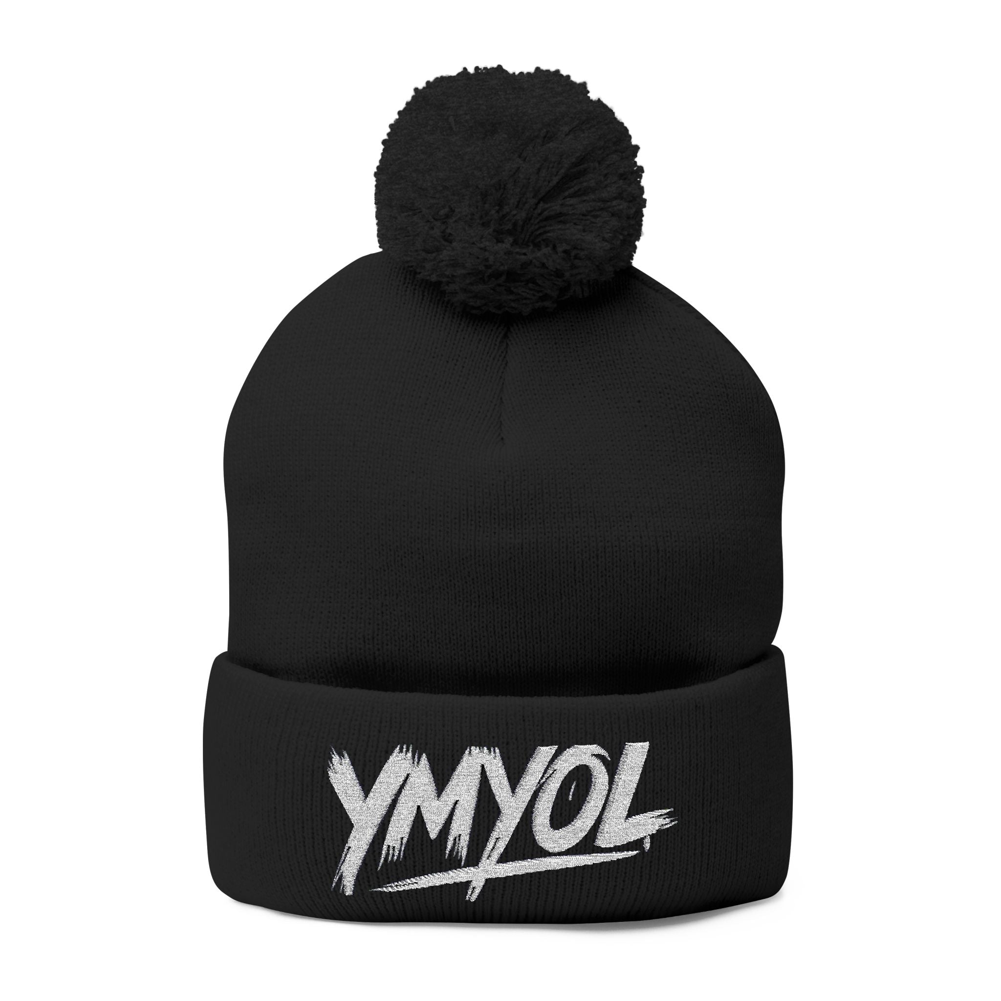 YMYOL Embroidered Knit Pom-Pom Beanie