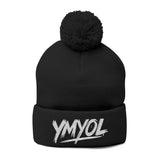 YMYOL Embroidered Knit Pom-Pom Beanie