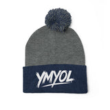 YMYOL Embroidered Knit Pom-Pom Beanie