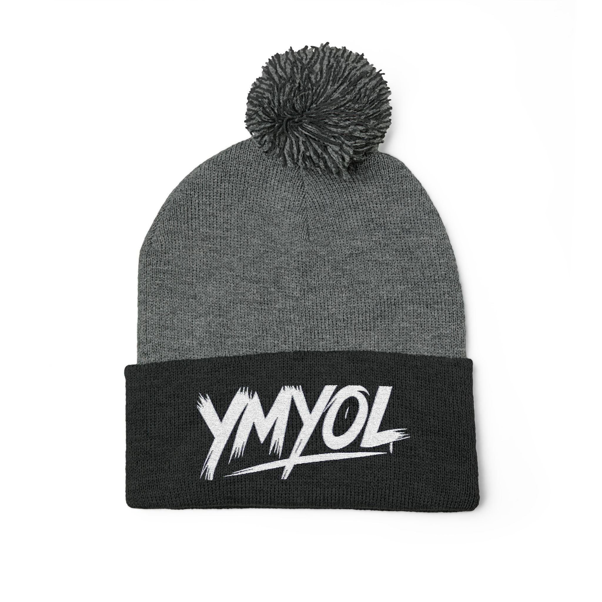 YMYOL Embroidered Knit Pom-Pom Beanie