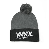 YMYOL Embroidered Knit Pom-Pom Beanie