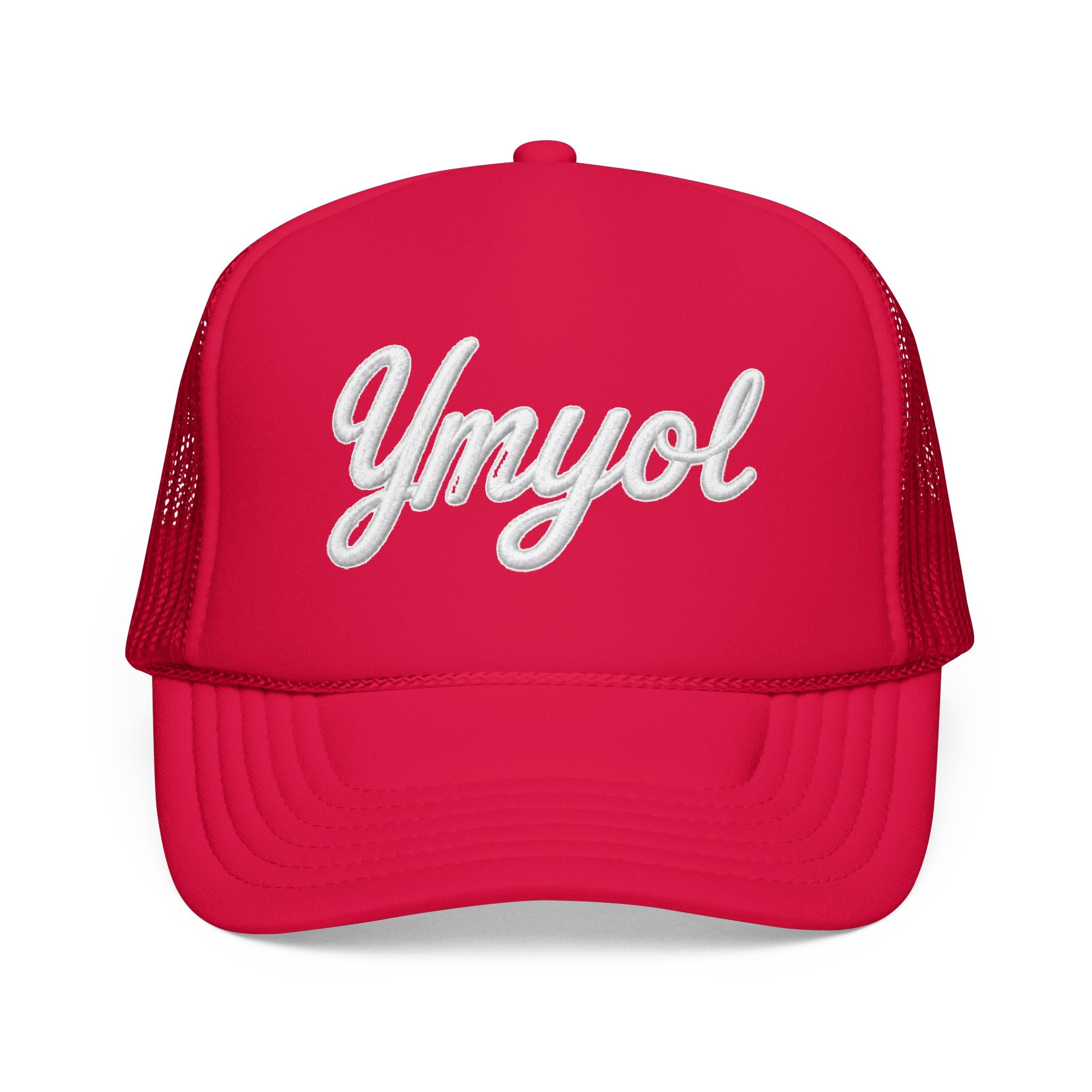 Ymyol Script Trucker Hat — Embroidered Retro Foam Cap