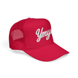 Ymyol Script Trucker Hat — Embroidered Retro Foam Cap