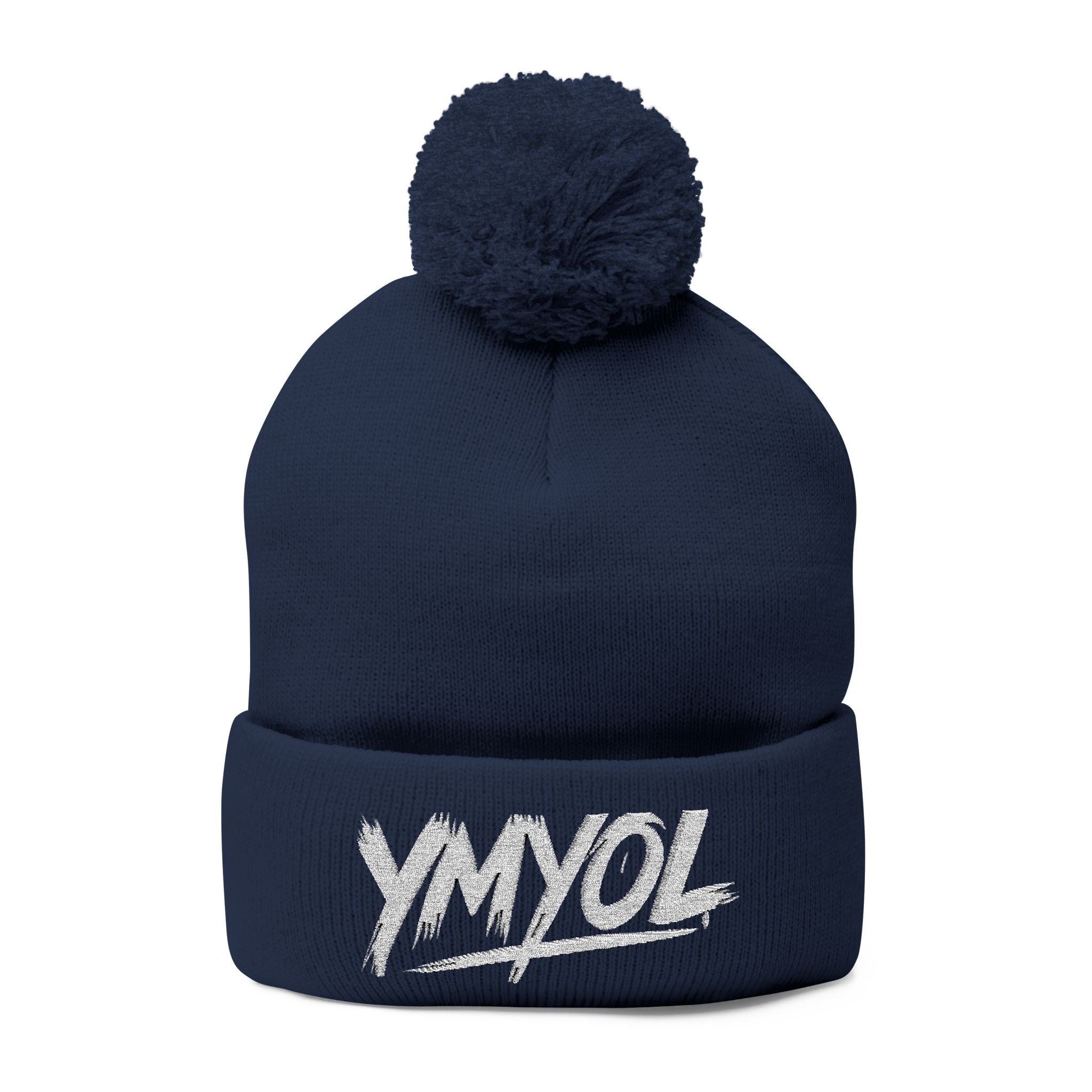 YMYOL Embroidered Knit Pom-Pom Beanie