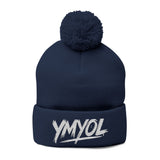 YMYOL Embroidered Knit Pom-Pom Beanie