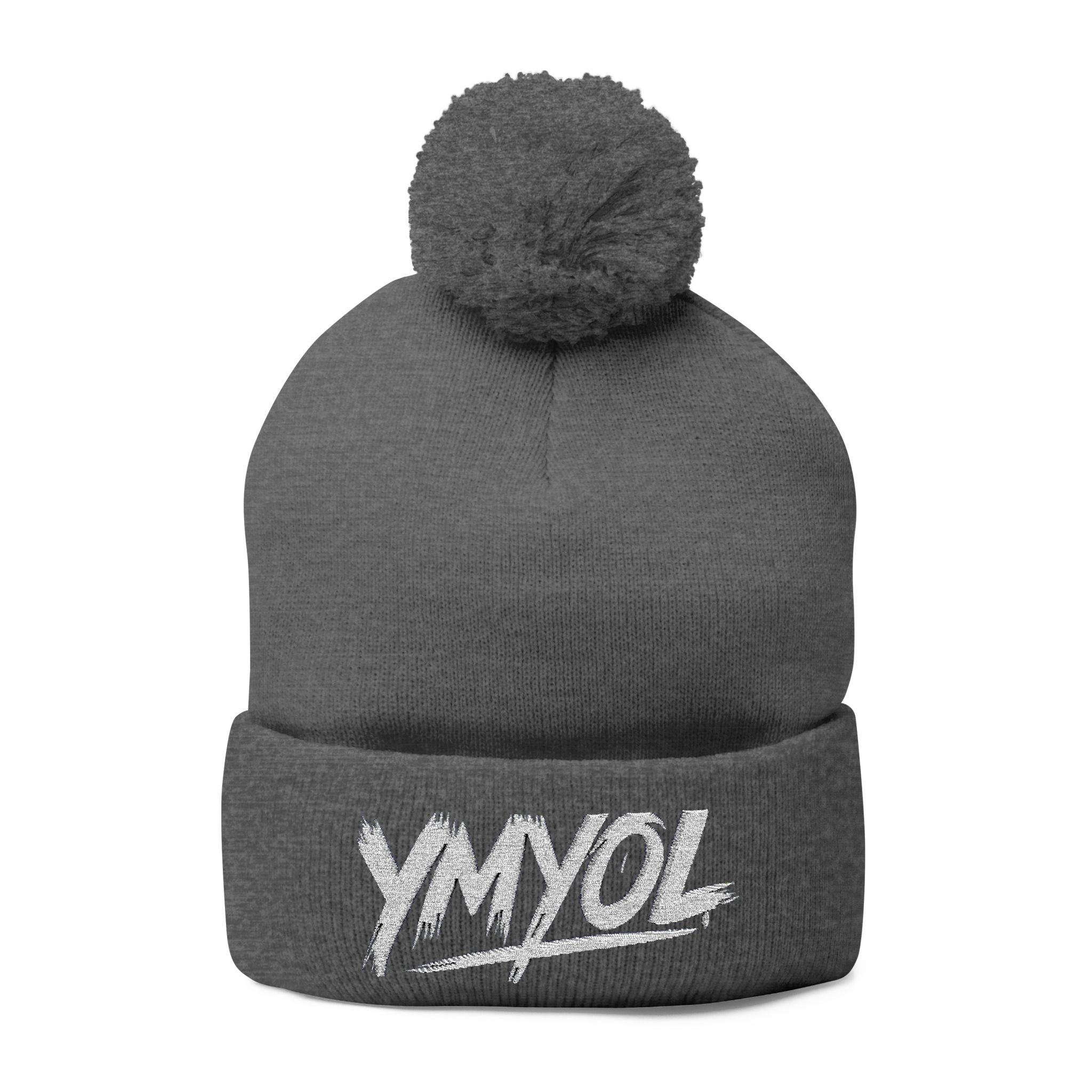 YMYOL Embroidered Knit Pom-Pom Beanie