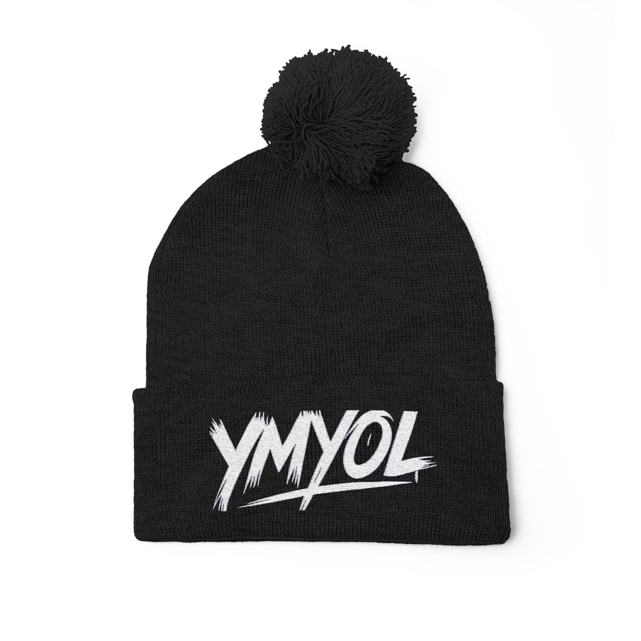 YMYOL Embroidered Knit Pom-Pom Beanie