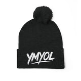 YMYOL Embroidered Knit Pom-Pom Beanie
