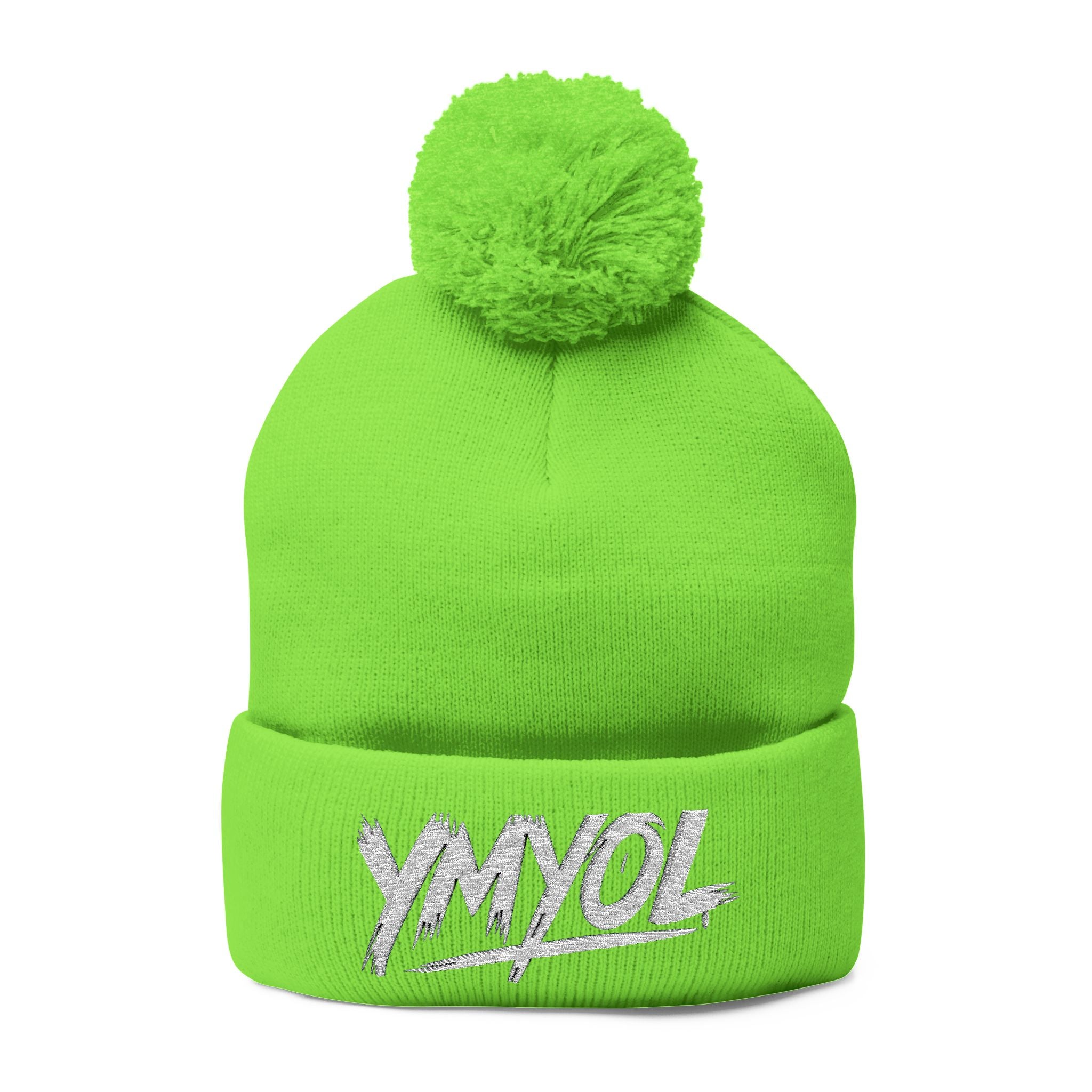 YMYOL Embroidered Knit Pom-Pom Beanie