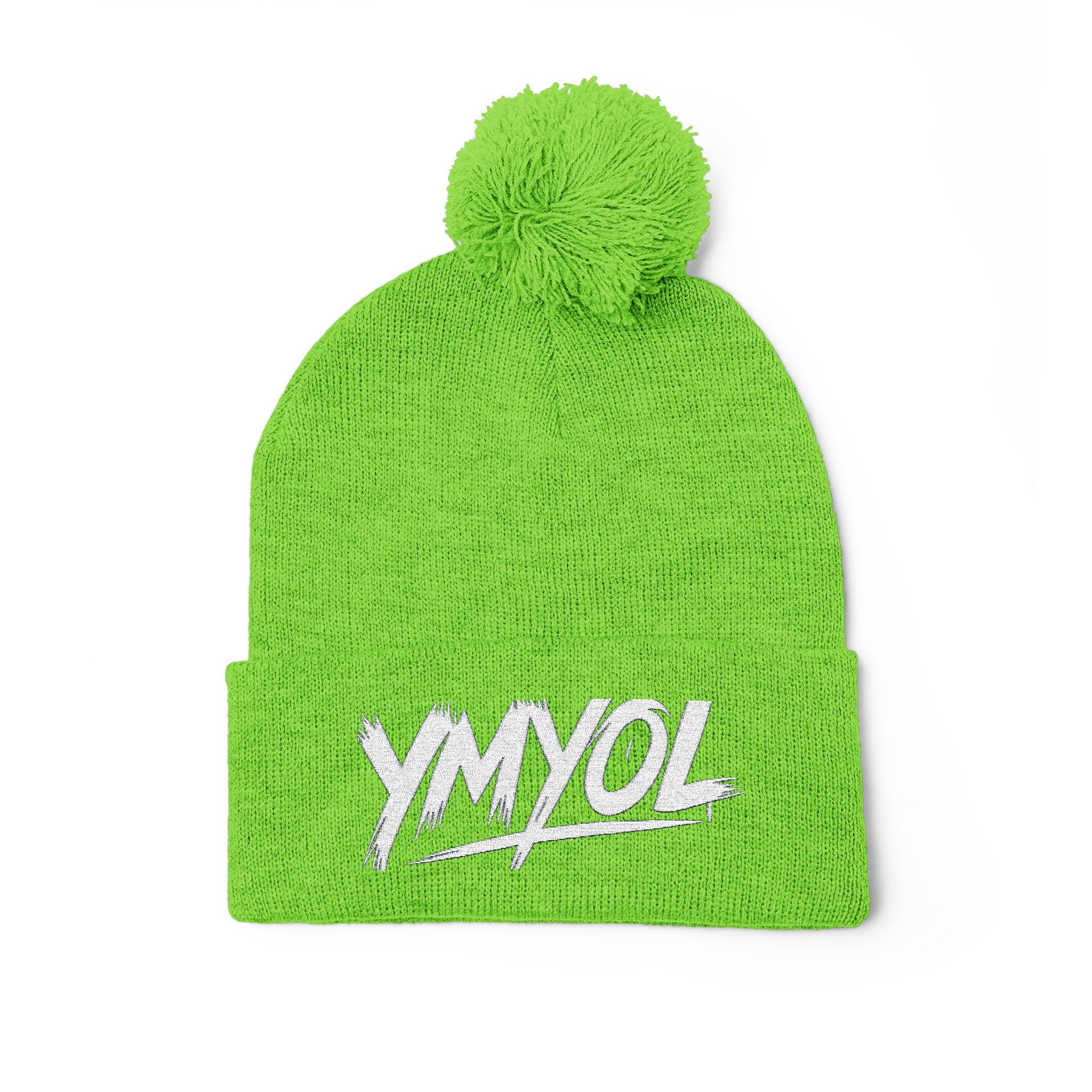 YMYOL Embroidered Knit Pom-Pom Beanie