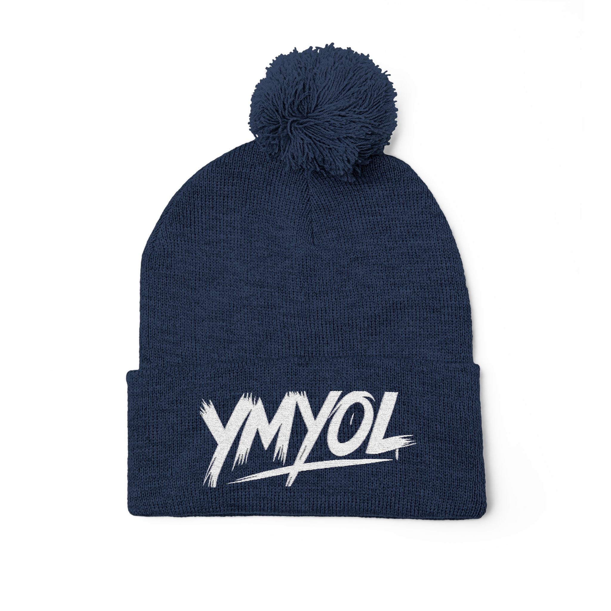 YMYOL Embroidered Knit Pom-Pom Beanie