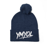YMYOL Embroidered Knit Pom-Pom Beanie
