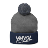 YMYOL Embroidered Knit Pom-Pom Beanie