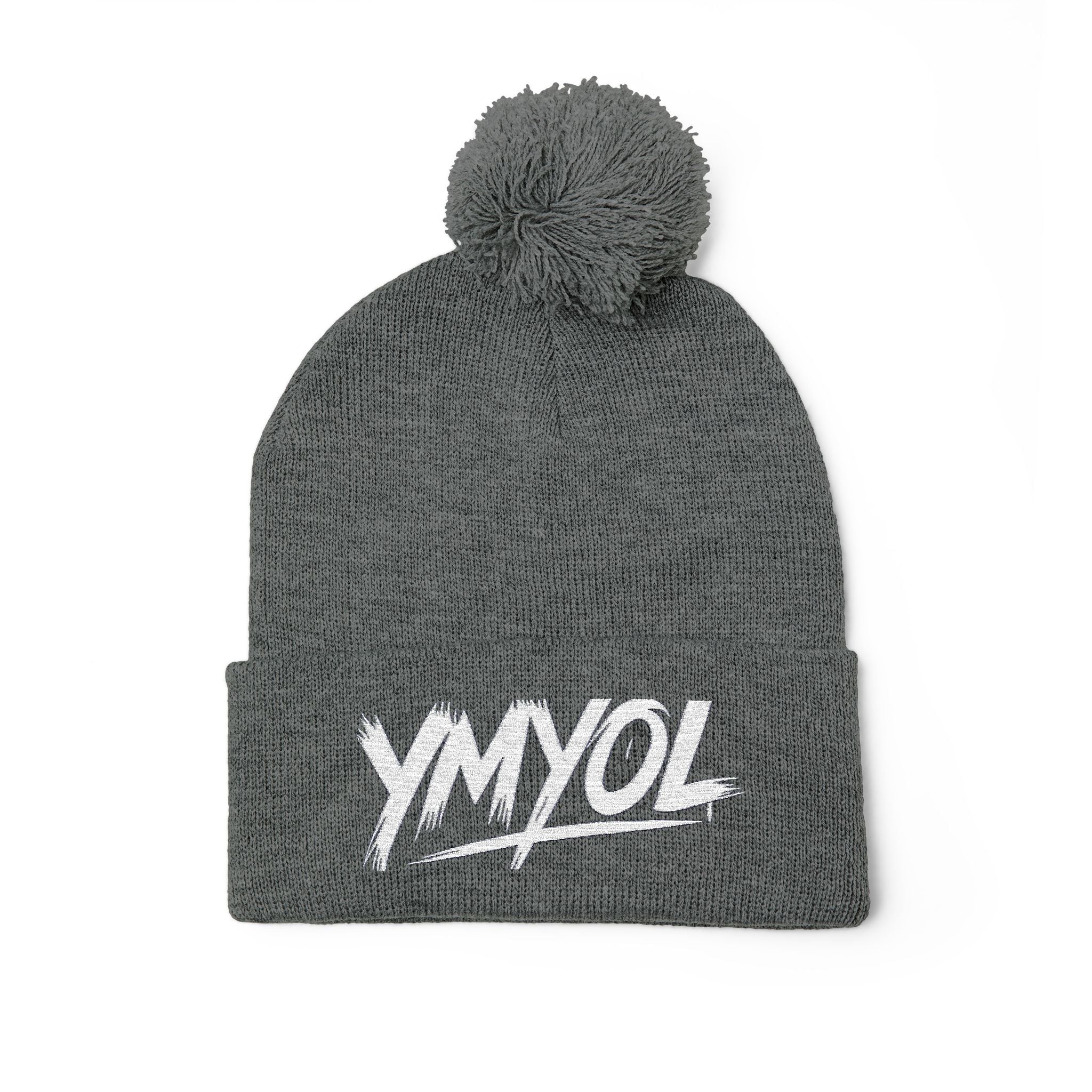 YMYOL Embroidered Knit Pom-Pom Beanie