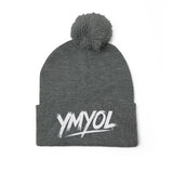 YMYOL Embroidered Knit Pom-Pom Beanie
