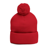 YMYOL Embroidered Knit Pom-Pom Beanie
