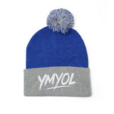 YMYOL Embroidered Knit Pom-Pom Beanie