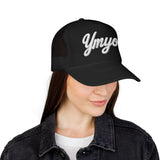 Ymyol Script Trucker Hat — Embroidered Retro Foam Cap