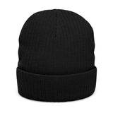 Embroidered 'YMYOL' Ribbed Knit Beanie — Cozy Winter Cuff Hat
