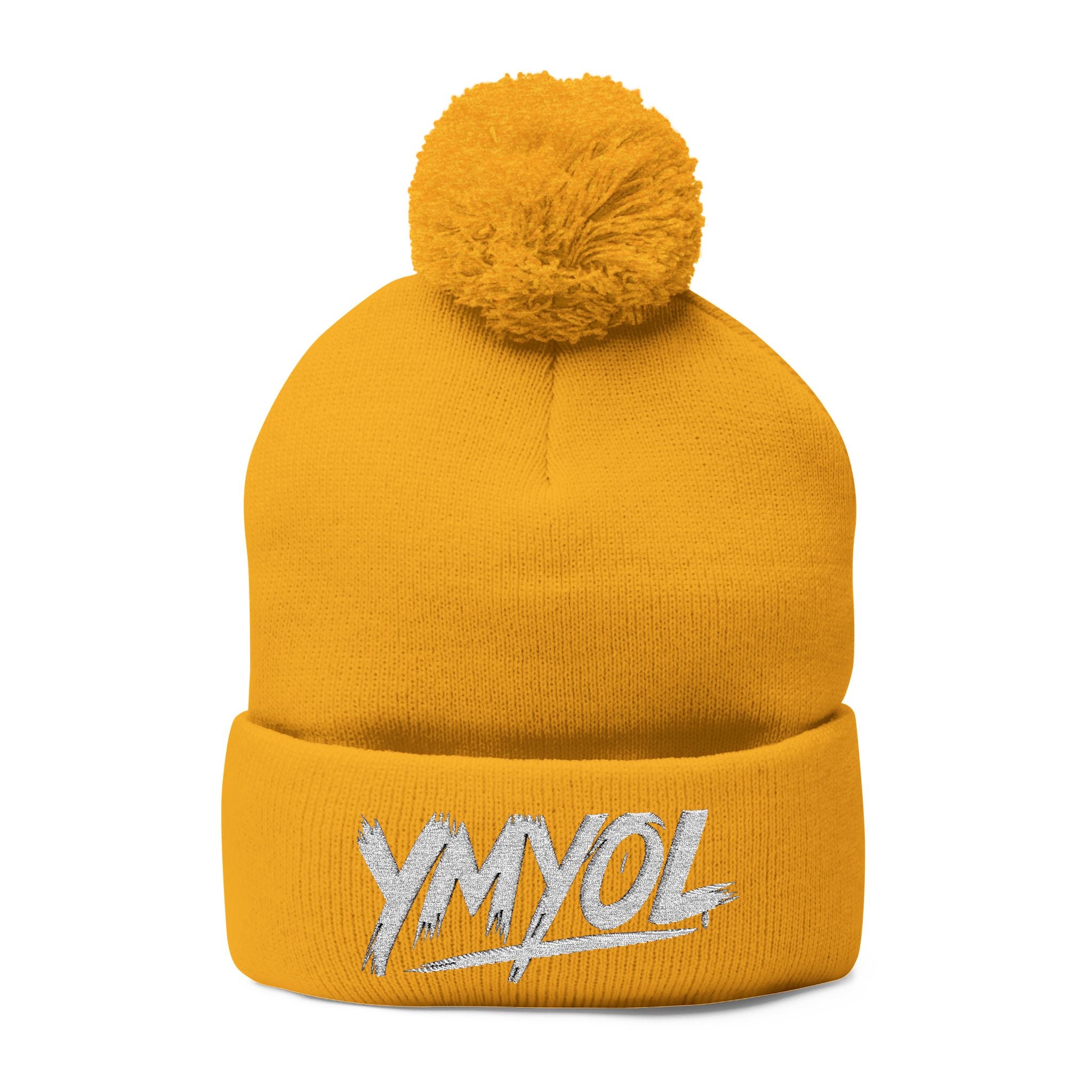 YMYOL Embroidered Knit Pom-Pom Beanie