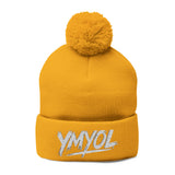 YMYOL Embroidered Knit Pom-Pom Beanie