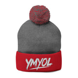 YMYOL Embroidered Knit Pom-Pom Beanie