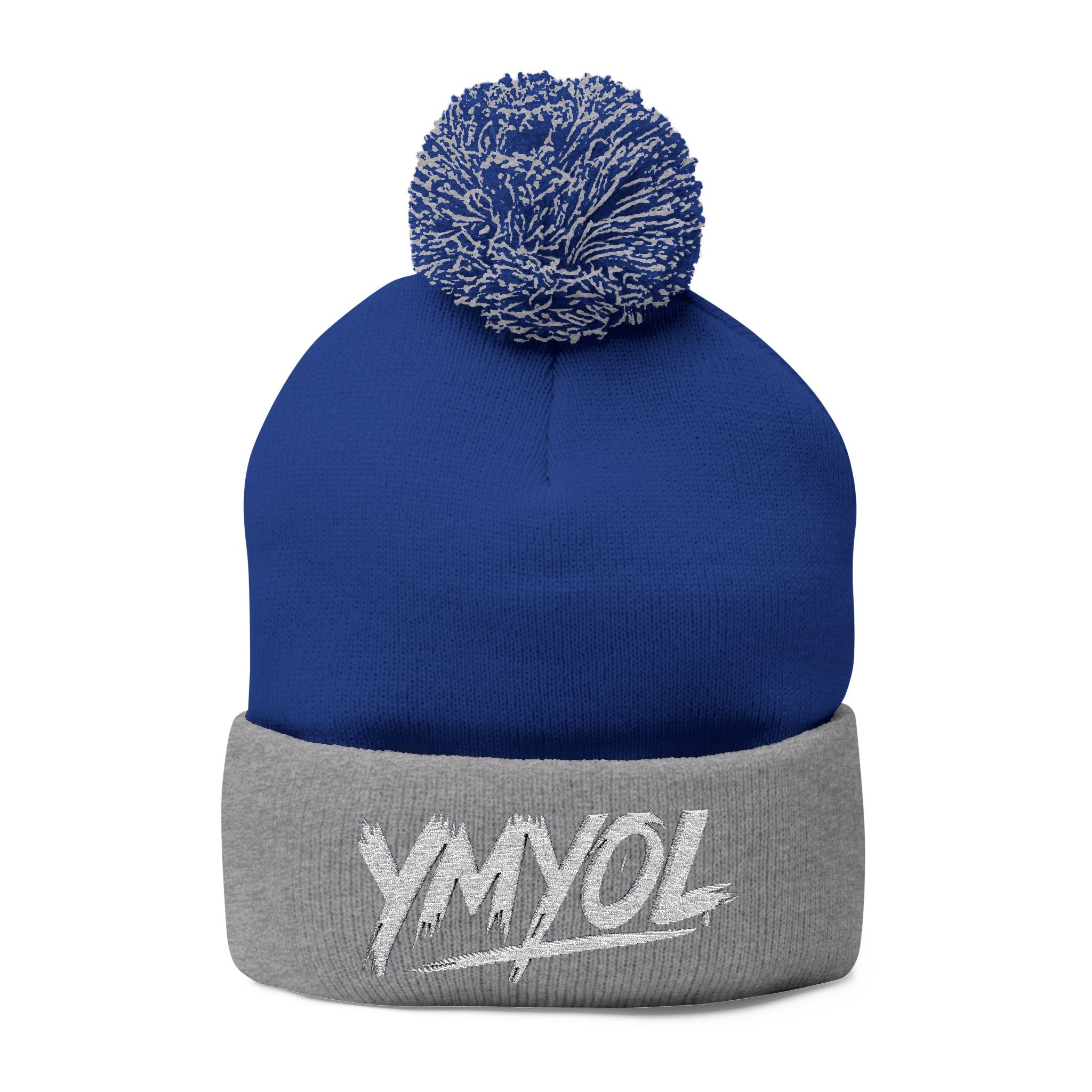 YMYOL Embroidered Knit Pom-Pom Beanie